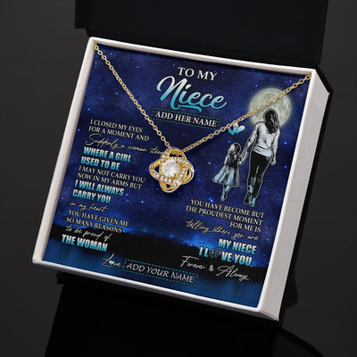 Love Knot Necklace 18K Yellow Gold Finish | 2 | Personalized To My Niece Gifts Necklace From Aunt Auntie I Closed My Eyes For A Moment Niece Birthday Graduation Christmas Customized Gift Box Message Card | siriusteestore.myshopify