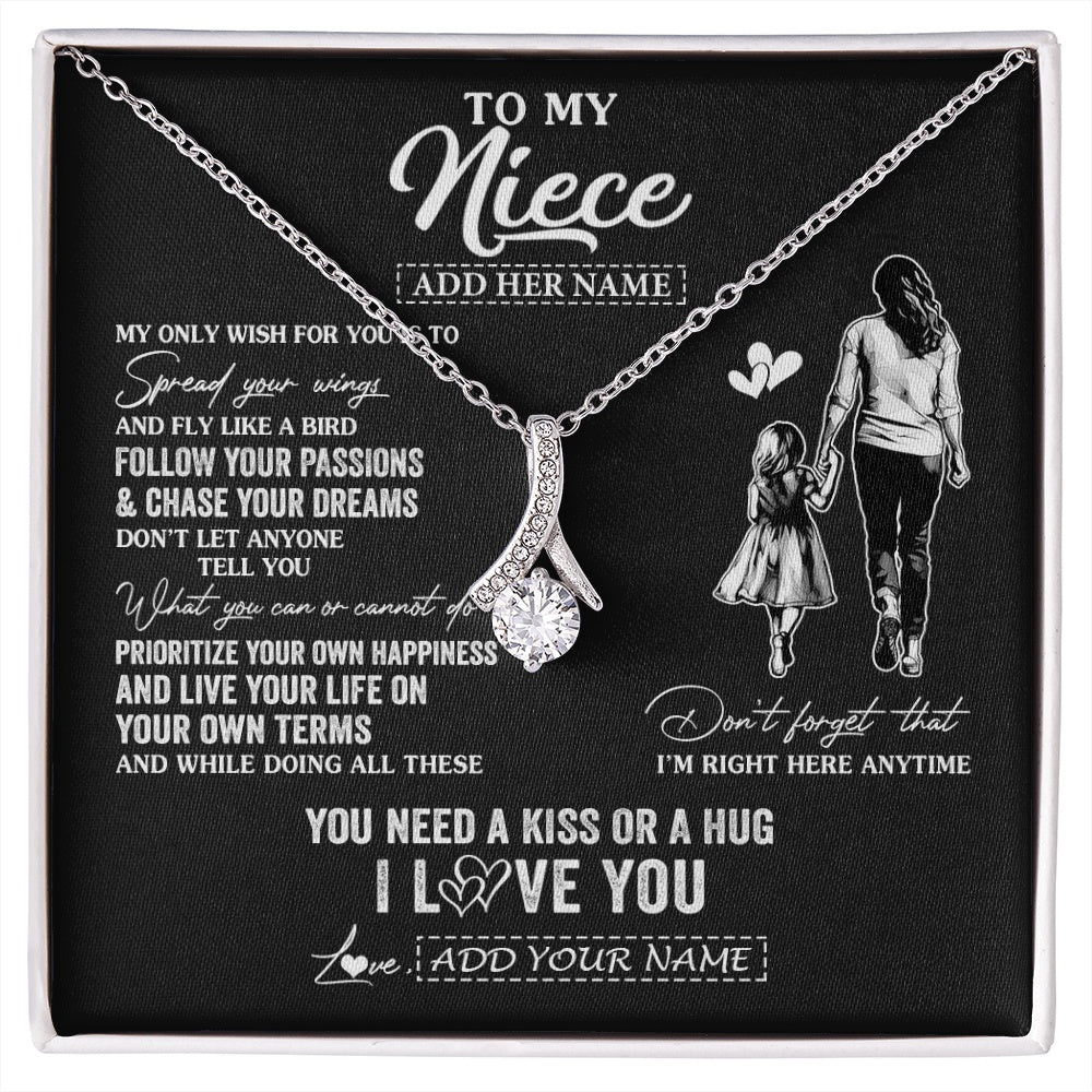Alluring Beauty Necklace 14K White Gold Finish | 1 | Personalized To My Niece Gifts Necklace From Aunt Auntie My Only Wish For You Niece Birthday Gifts Graduation Christmas Customized Gift Box Message Card | siriusteestore.myshopify