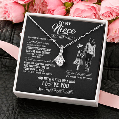 Alluring Beauty Necklace 14K White Gold Finish | 2 | Personalized To My Niece Gifts Necklace From Aunt Auntie My Only Wish For You Niece Birthday Gifts Graduation Christmas Customized Gift Box Message Card | siriusteestore.myshopify