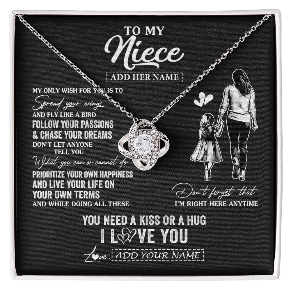Love Knot Necklace 14K White Gold Finish | 1 | Personalized To My Niece Gifts Necklace From Aunt Auntie My Only Wish For You Niece Birthday Gifts Graduation Christmas Customized Gift Box Message Card | siriusteestore.myshopify