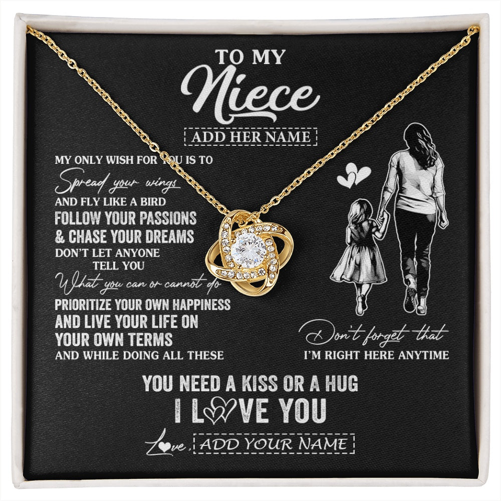 Love Knot Necklace 18K Yellow Gold Finish | 1 | Personalized To My Niece Gifts Necklace From Aunt Auntie My Only Wish For You Niece Birthday Gifts Graduation Christmas Customized Gift Box Message Card | siriusteestore.myshopify