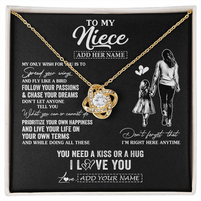 Love Knot Necklace 18K Yellow Gold Finish | 1 | Personalized To My Niece Gifts Necklace From Aunt Auntie My Only Wish For You Niece Birthday Gifts Graduation Christmas Customized Gift Box Message Card | siriusteestore.myshopify