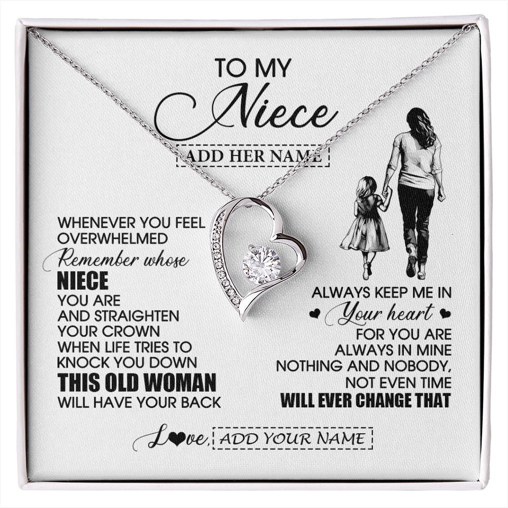 Forever Love Necklace 14K White Gold Finish | 1 | Personalized To My Niece Gifts Necklace From Aunt Auntie Whenever Woman Unique Birthday Gifts For Niece Graduation Christmas Customized Gift Box Message Card | siriusteestore.myshopify