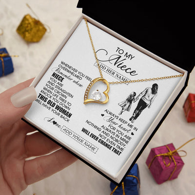 Forever Love Necklace 18K Yellow Gold Finish | 2 | Personalized To My Niece Gifts Necklace From Aunt Auntie Whenever Woman Unique Birthday Gifts For Niece Graduation Christmas Customized Gift Box Message Card | siriusteestore.myshopify