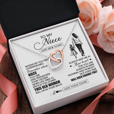 Interlocking Hearts Necklace Stainless Steel & Rose Gold Finish | 2 | Personalized To My Niece Gifts Necklace From Aunt Auntie Whenever Woman Unique Birthday Gifts For Niece Graduation Christmas Customized Gift Box Message Card | siriusteestore.myshopify