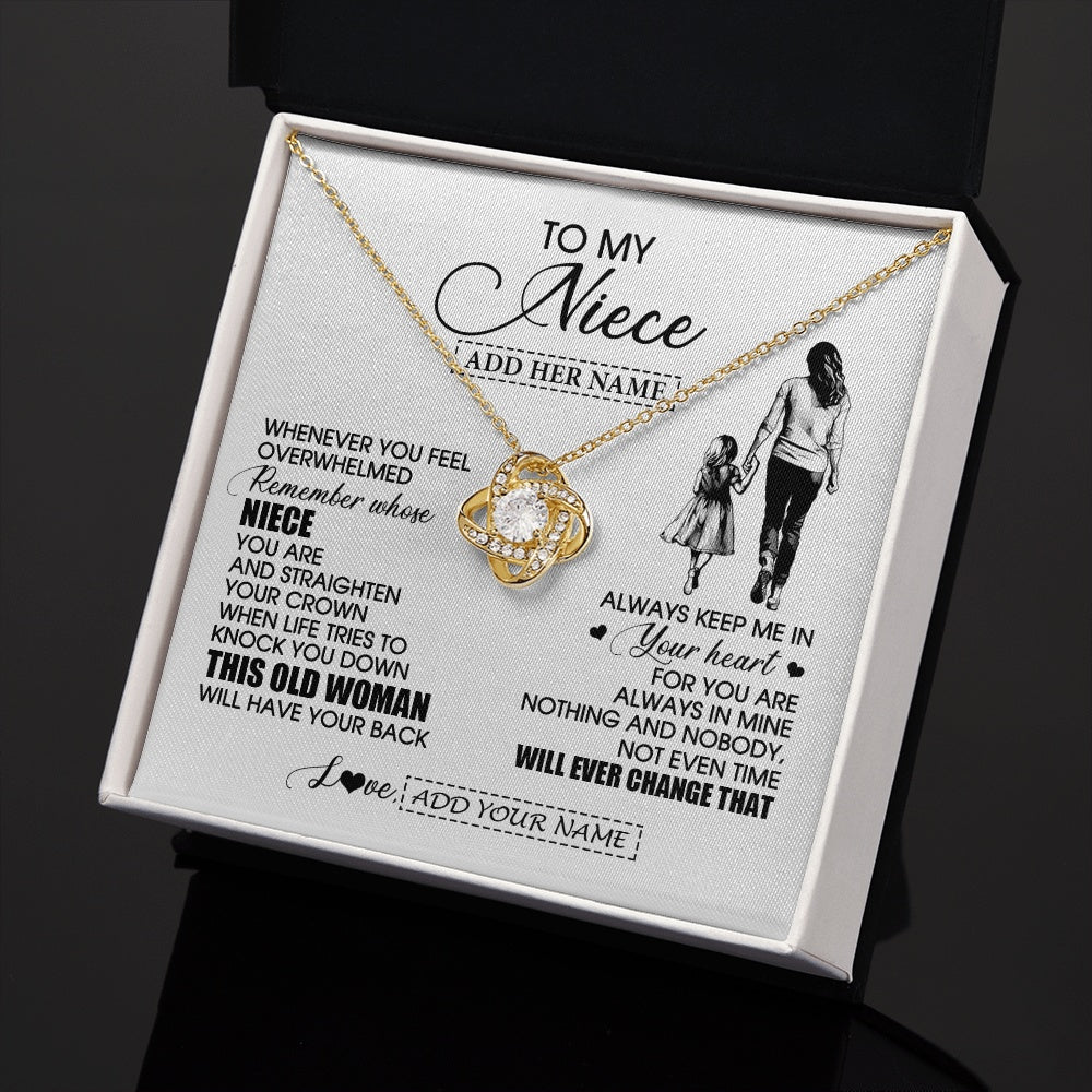 Love Knot Necklace 18K Yellow Gold Finish | 2 | Personalized To My Niece Gifts Necklace From Aunt Auntie Whenever Woman Unique Birthday Gifts For Niece Graduation Christmas Customized Gift Box Message Card | siriusteestore.myshopify