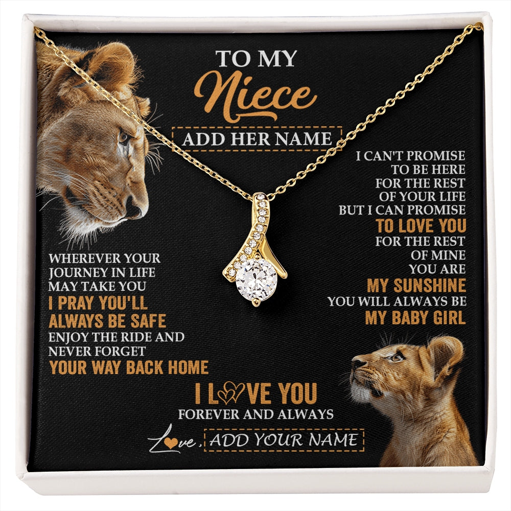 Alluring Beauty Necklace 18K Yellow Gold Finish | 1 | Personalized To My Niece Gifts Necklace From Aunt Auntie Wherever Your Journey In Life Lion Niece Birthday Gifts Christmas Custom Gift Box Message Card | https://siriusteestore.