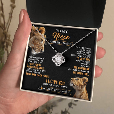 Love Knot Necklace 14K White Gold Finish | 2 | Personalized To My Niece Gifts Necklace From Aunt Auntie Wherever Your Journey In Life Lion Niece Birthday Gifts Christmas Custom Gift Box Message Card | https://siriusteestore.