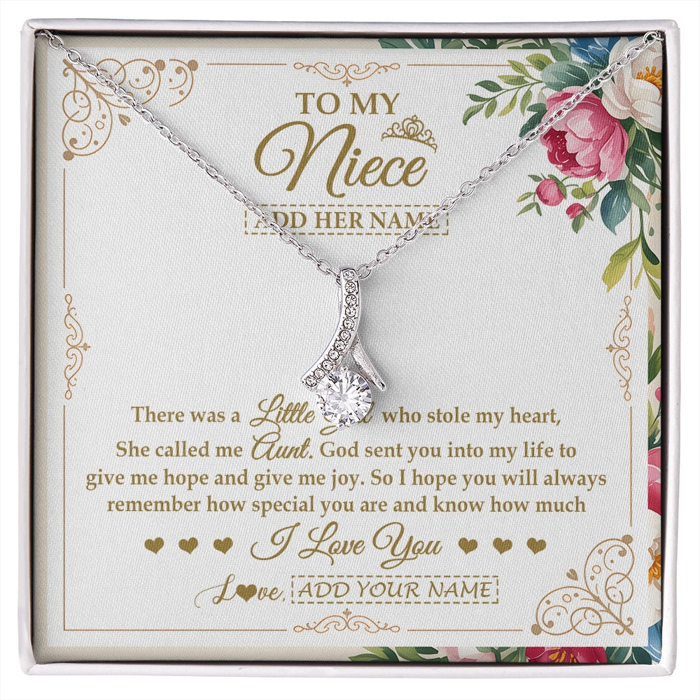 Alluring Beauty Necklace 14K White Gold Finish | 1 | Personalized To My Niece Gifts Necklace From Aunt Filled With My Love Niece Birthday Gifts Graduation Wedding Valentines Christmas Gift Box Message Card | https://siriusteestore.