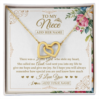 Interlocking Hearts Necklace 18K Yellow Gold Finish | 1 | Personalized To My Niece Gifts Necklace From Aunt Filled With My Love Niece Birthday Gifts Graduation Wedding Valentines Christmas Gift Box Message Card | https://siriusteestore.