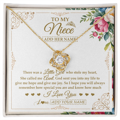 Love Knot Necklace 18K Yellow Gold Finish | 1 | Personalized To My Niece Gifts Necklace From Aunt Filled With My Love Niece Birthday Gifts Graduation Wedding Valentines Christmas Gift Box Message Card | https://siriusteestore.