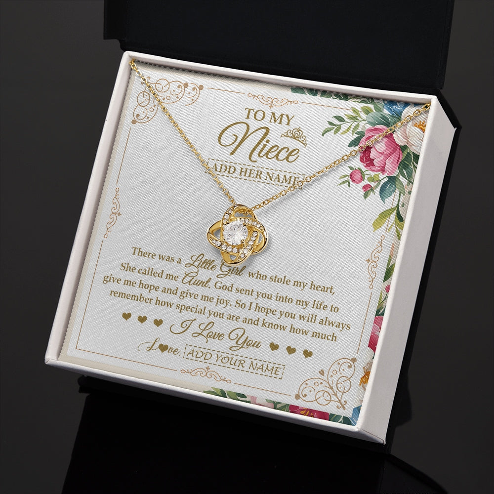 Love Knot Necklace 18K Yellow Gold Finish | 2 | Personalized To My Niece Gifts Necklace From Aunt Filled With My Love Niece Birthday Gifts Graduation Wedding Valentines Christmas Gift Box Message Card | https://siriusteestore.