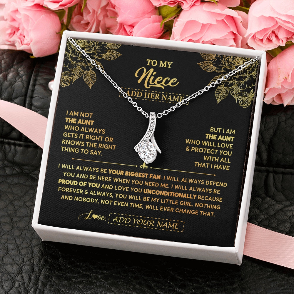 Alluring Beauty Necklace 14K White Gold Finish | 2 | Personalized To My Niece Gifts Necklace From Aunt Meaningful Family Jewelry Birthday Gifts For Niece Graduation Christmas Custom Gift Box Message Card | https://siriusteestore.