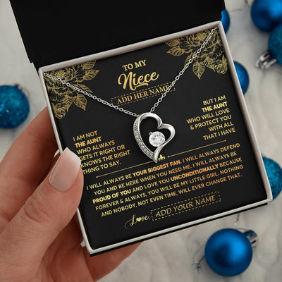 Forever Love Necklace 14K White Gold Finish | 2 | Personalized To My Niece Gifts Necklace From Aunt Meaningful Family Jewelry Birthday Gifts For Niece Graduation Christmas Custom Gift Box Message Card | https://siriusteestore.