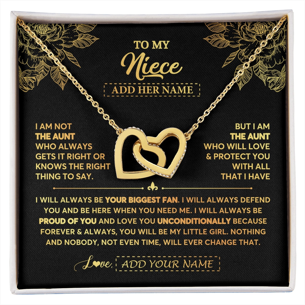 Interlocking Hearts Necklace 18K Yellow Gold Finish | 1 | Personalized To My Niece Gifts Necklace From Aunt Meaningful Family Jewelry Birthday Gifts For Niece Graduation Christmas Custom Gift Box Message Card | https://siriusteestore.