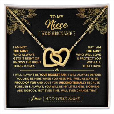 Interlocking Hearts Necklace 18K Yellow Gold Finish | 1 | Personalized To My Niece Gifts Necklace From Aunt Meaningful Family Jewelry Birthday Gifts For Niece Graduation Christmas Custom Gift Box Message Card | https://siriusteestore.