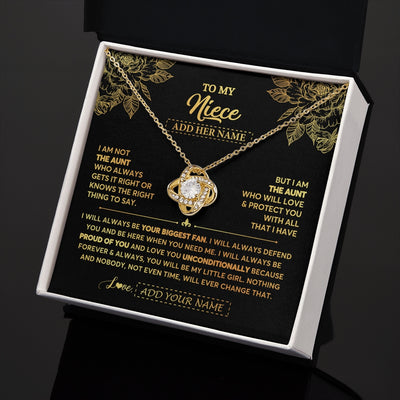 Love Knot Necklace 18K Yellow Gold Finish | 2 | Personalized To My Niece Gifts Necklace From Aunt Meaningful Family Jewelry Birthday Gifts For Niece Graduation Christmas Custom Gift Box Message Card | https://siriusteestore.