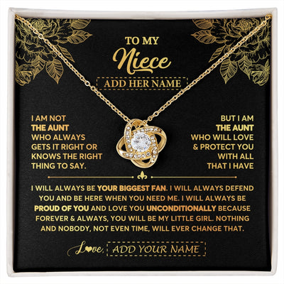 Love Knot Necklace 18K Yellow Gold Finish | 1 | Personalized To My Niece Gifts Necklace From Aunt Meaningful Family Jewelry Birthday Gifts For Niece Graduation Christmas Custom Gift Box Message Card | https://siriusteestore.