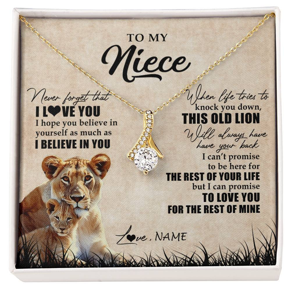 Alluring Beauty Necklace 18K Yellow Gold Finish | Personalized To My Niece Gifts Necklace From Aunt Old Lion Niece Jewelry Birthday Gifts Graduation Christmas Customized Gift Box Message Card | siriusteestore