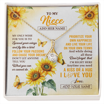Alluring Beauty Necklace 18K Yellow Gold Finish | 1 | Personalized To My Niece Gifts Necklace From Aunt Sunflower My Only Wish For You Niece Birthday Gifts Graduation Christmas Custom Gift Box Message Card | https://siriusteestore.