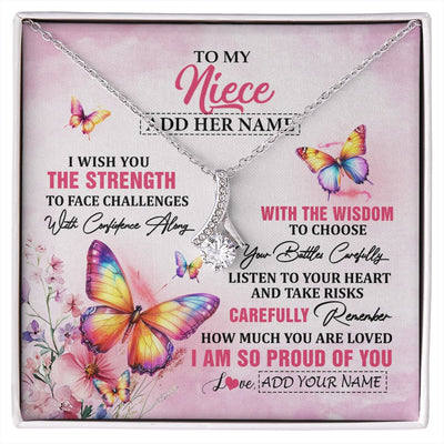 Alluring Beauty Necklace 14K White Gold Finish | 1 | Personalized To My Niece Gifts Necklace From Aunt Uncle Auntie I Wish You The Strength Butterfly Niece Birthday Gifts Christmas Custom Gift Box Message Card | https://siriusteestore.