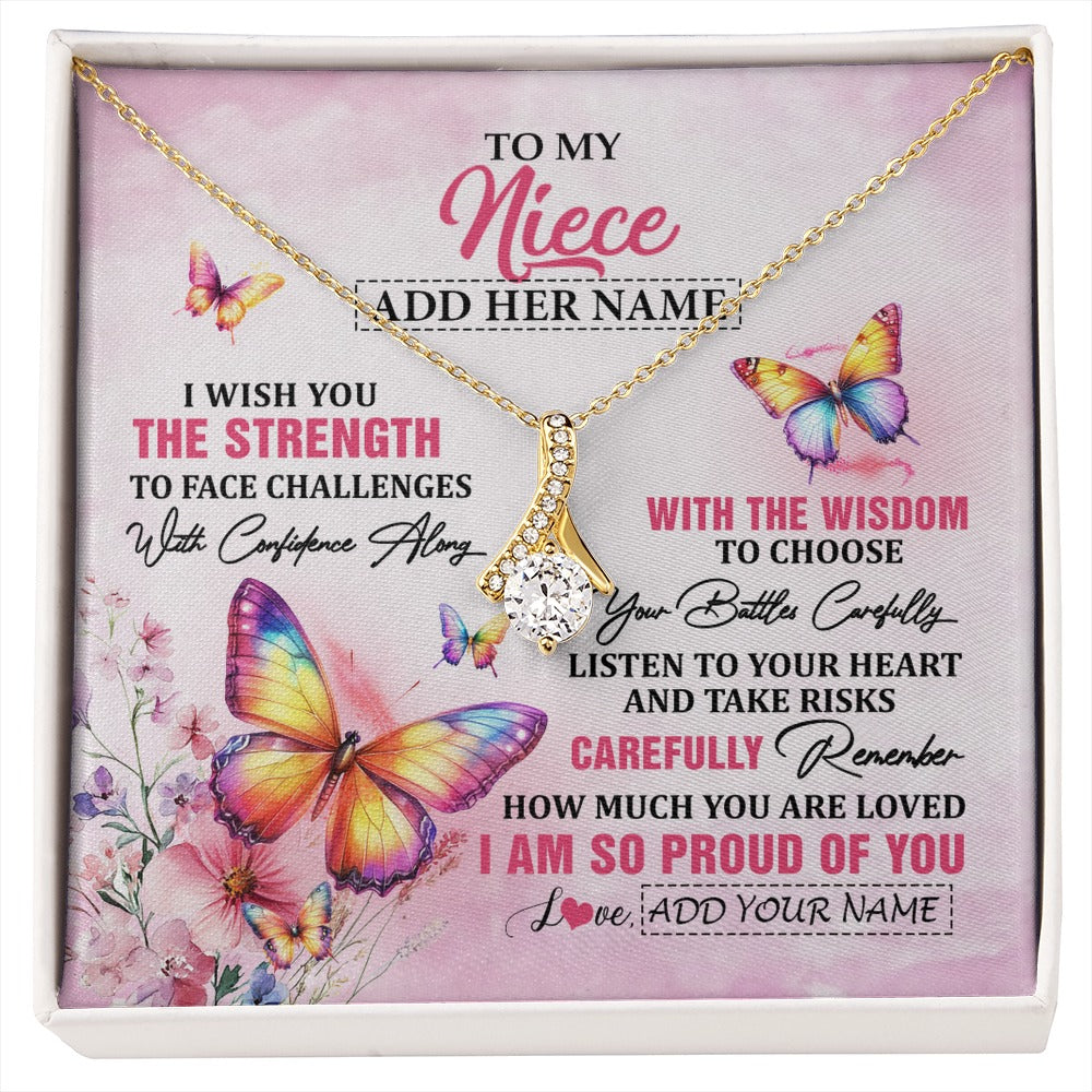Alluring Beauty Necklace 18K Yellow Gold Finish | 1 | Personalized To My Niece Gifts Necklace From Aunt Uncle Auntie I Wish You The Strength Butterfly Niece Birthday Gifts Christmas Custom Gift Box Message Card | https://siriusteestore.