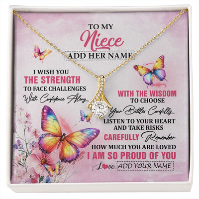 Alluring Beauty Necklace 18K Yellow Gold Finish | 1 | Personalized To My Niece Gifts Necklace From Aunt Uncle Auntie I Wish You The Strength Butterfly Niece Birthday Gifts Christmas Custom Gift Box Message Card | https://siriusteestore.