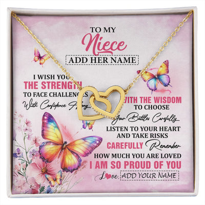 Interlocking Hearts Necklace 18K Yellow Gold Finish | 1 | Personalized To My Niece Gifts Necklace From Aunt Uncle Auntie I Wish You The Strength Butterfly Niece Birthday Gifts Christmas Custom Gift Box Message Card | https://siriusteestore.
