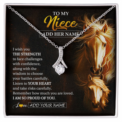 Alluring Beauty Necklace 14K White Gold Finish | 1 | Personalized To My Niece Gifts Necklace From Aunt Uncle Auntie I Wish You The Strength Horse Niece Birthday Gifts Christmas Graduation Gift Box Message Card | https://siriusteestore.