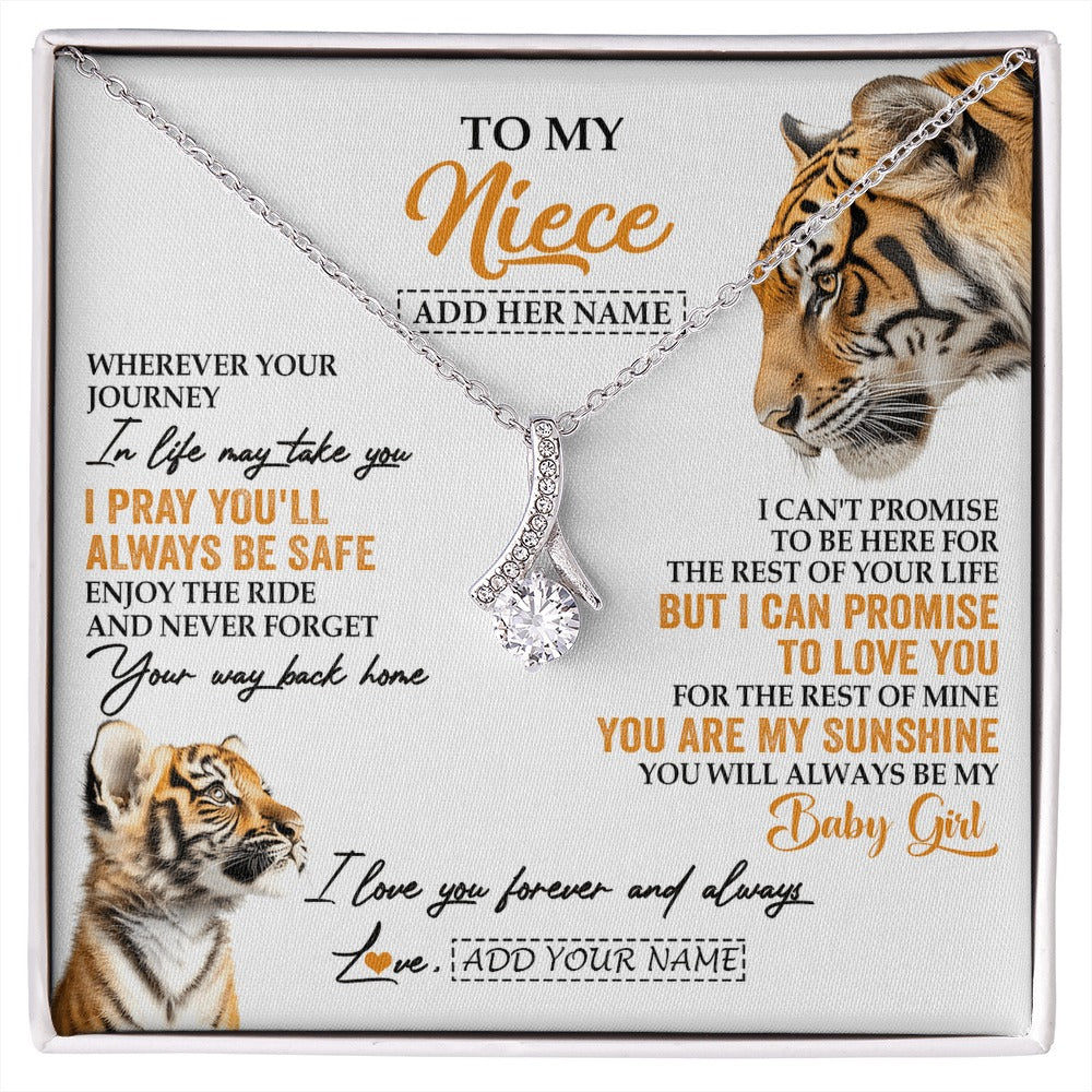 Alluring Beauty Necklace 14K White Gold Finish | 1 | Personalized To My Niece Gifts Necklace From Aunt Uncle Auntie Wherever Your Journey In Life Tiger Niece Birthday Gifts Custom Gift Box Message Card | https://siriusteestore.
