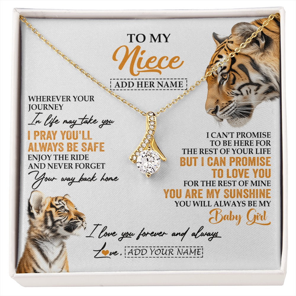 Alluring Beauty Necklace 18K Yellow Gold Finish | 1 | Personalized To My Niece Gifts Necklace From Aunt Uncle Auntie Wherever Your Journey In Life Tiger Niece Birthday Gifts Custom Gift Box Message Card | https://siriusteestore.