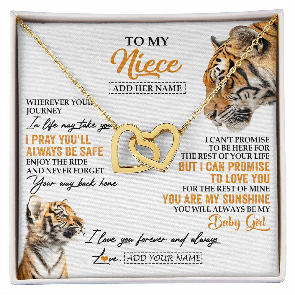 Interlocking Hearts Necklace 18K Yellow Gold Finish | 1 | Personalized To My Niece Gifts Necklace From Aunt Uncle Auntie Wherever Your Journey In Life Tiger Niece Birthday Gifts Custom Gift Box Message Card | https://siriusteestore.