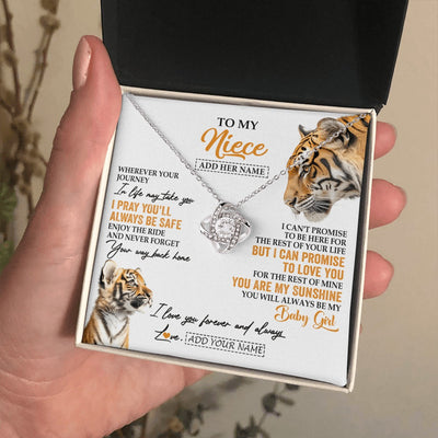 Love Knot Necklace 14K White Gold Finish | 2 | Personalized To My Niece Gifts Necklace From Aunt Uncle Auntie Wherever Your Journey In Life Tiger Niece Birthday Gifts Custom Gift Box Message Card | https://siriusteestore.