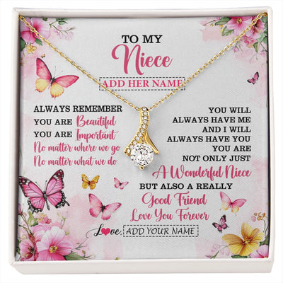 Alluring Beauty Necklace 18K Yellow Gold Finish | 1 | Personalized To My Niece Gifts Necklace From Aunt Uncle Auntie You Are Beautiful Birthday Gifts For Niece Graduation Christmas Custom Gift Box Message Card | https://siriusteestore.