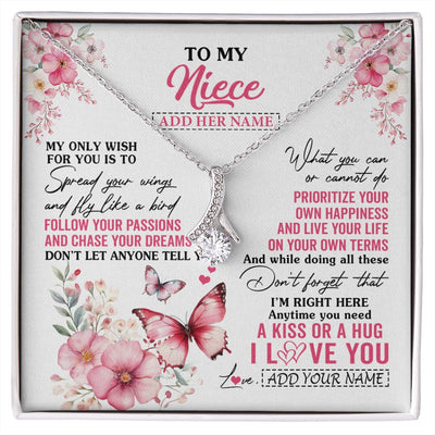 Alluring Beauty Necklace 14K White Gold Finish | 1 | Personalized To My Niece Gifts Necklace From Aunt Uncle Butterfly My Only Wish For You Niece Birthday Gifts Christmas Customized Gift Box Message Card | siriusteestore.myshopify