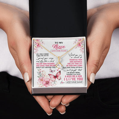 Alluring Beauty Necklace 18K Yellow Gold Finish | 2 | Personalized To My Niece Gifts Necklace From Aunt Uncle Butterfly My Only Wish For You Niece Birthday Gifts Christmas Customized Gift Box Message Card | siriusteestore.myshopify