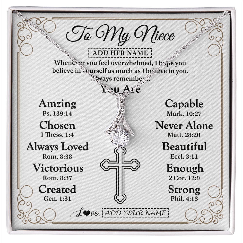 Alluring Beauty Necklace 14K White Gold Finish | 1 | Personalized To My Niece Gifts Necklace From Aunt Uncle Christ Christian Gifts For Aunt Niece Birthday Christmas Graduation Custom Gift Box Message Card | https://siriusteestore.