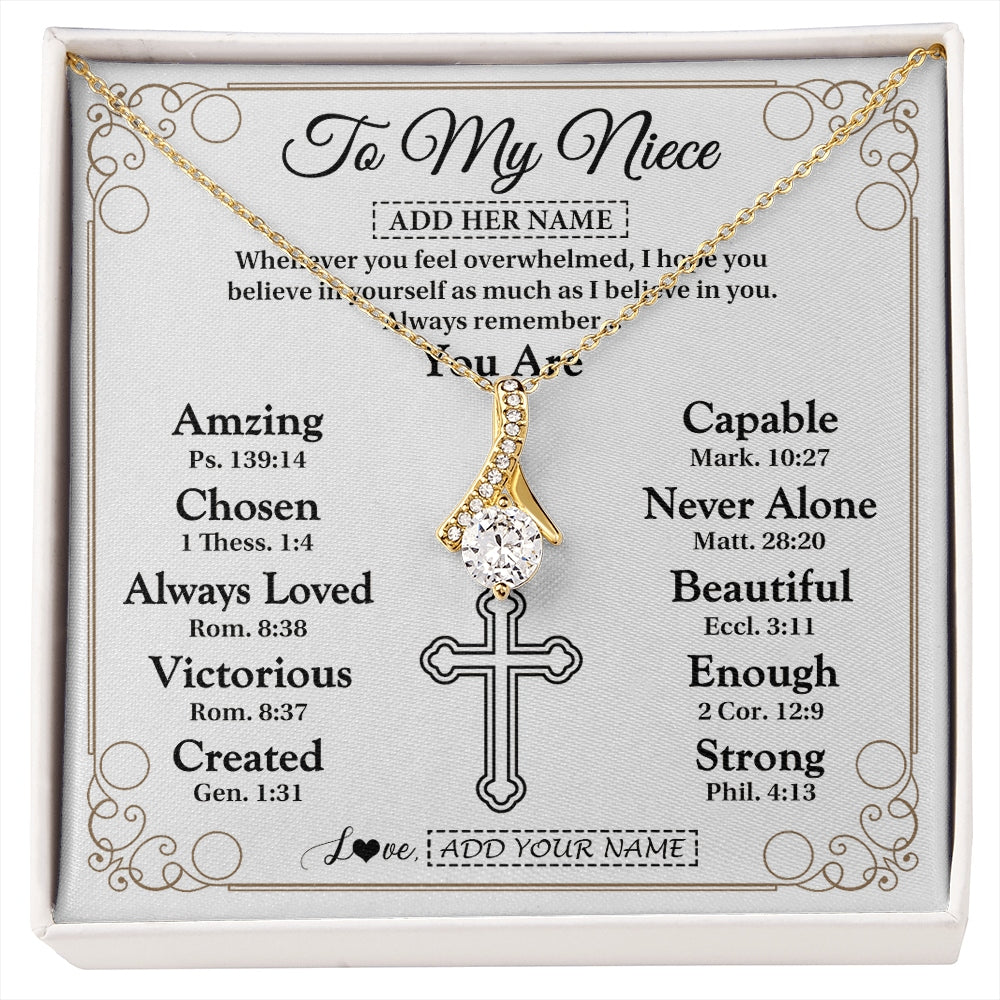 Alluring Beauty Necklace 18K Yellow Gold Finish | 1 | Personalized To My Niece Gifts Necklace From Aunt Uncle Christ Christian Gifts For Aunt Niece Birthday Christmas Graduation Custom Gift Box Message Card | https://siriusteestore.