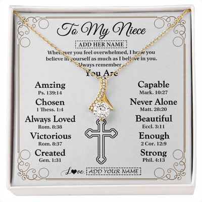 Alluring Beauty Necklace 18K Yellow Gold Finish | 1 | Personalized To My Niece Gifts Necklace From Aunt Uncle Christ Christian Gifts For Aunt Niece Birthday Christmas Graduation Custom Gift Box Message Card | https://siriusteestore.