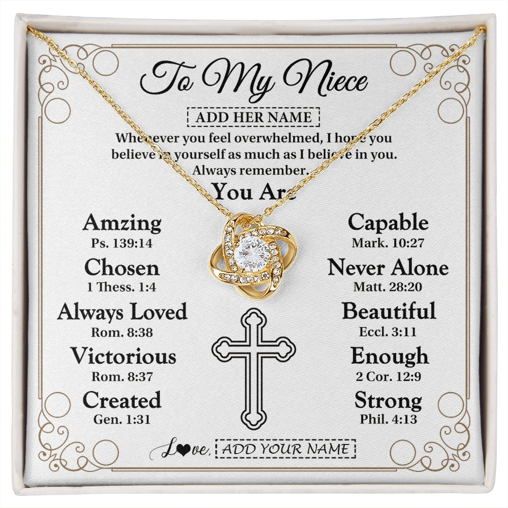 Love Knot Necklace 18K Yellow Gold Finish | 1 | Personalized To My Niece Gifts Necklace From Aunt Uncle Christ Christian Gifts For Aunt Niece Birthday Christmas Graduation Custom Gift Box Message Card | https://siriusteestore.