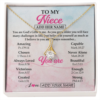 Alluring Beauty Necklace 18K Yellow Gold Finish | 1 | Personalized To My Niece Gifts Necklace From Aunt Uncle Christian Religious Jewelry Gifts For Niece Birthday Graduation Christmas Custom Gift Box Message Card | https://siriusteestore.