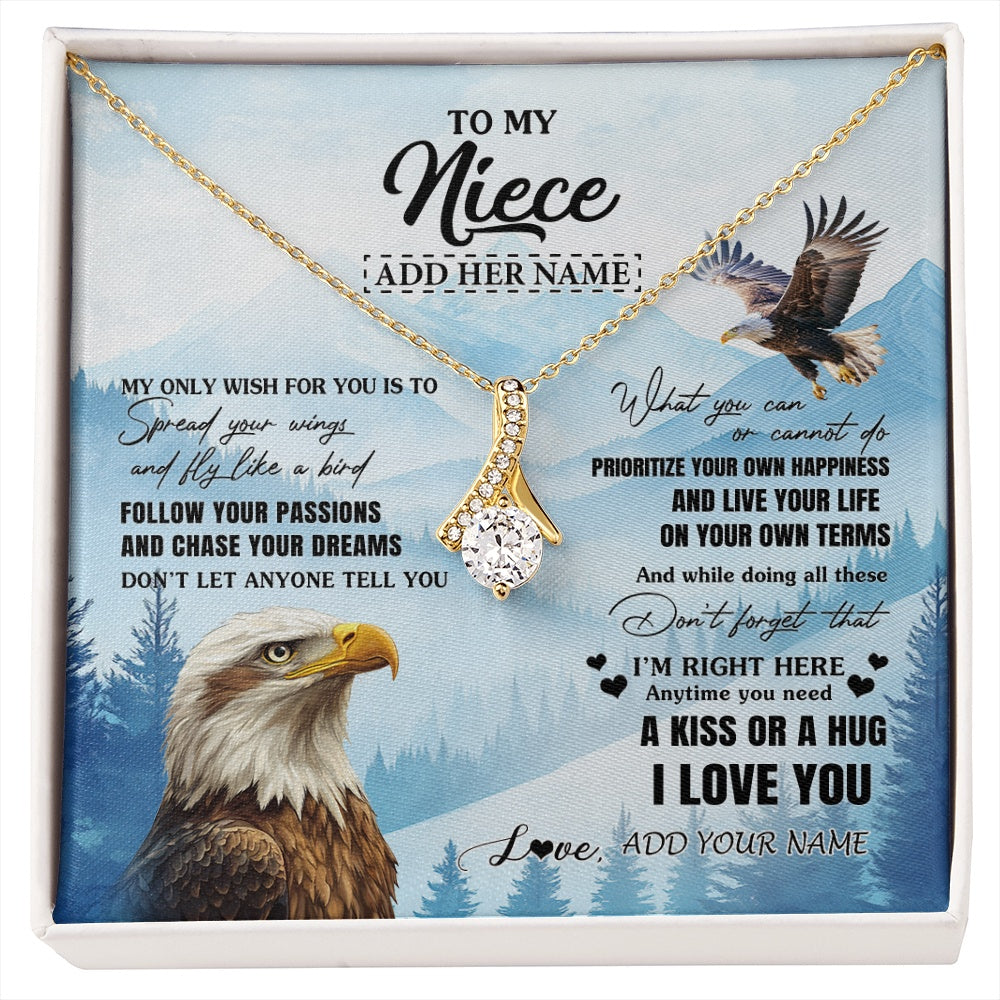 Alluring Beauty Necklace 18K Yellow Gold Finish | 1 | Personalized To My Niece Gifts Necklace From Aunt Uncle Eagle My Only Wish For You Niece Birthday Gifts Graduation Christmas Customized Gift Box Message Card | siriusteestore.myshopify