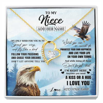 Forever Love Necklace 18K Yellow Gold Finish | 1 | Personalized To My Niece Gifts Necklace From Aunt Uncle Eagle My Only Wish For You Niece Birthday Gifts Graduation Christmas Customized Gift Box Message Card | siriusteestore.myshopify