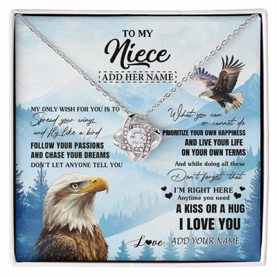 Love Knot Necklace 14K White Gold Finish | 1 | Personalized To My Niece Gifts Necklace From Aunt Uncle Eagle My Only Wish For You Niece Birthday Gifts Graduation Christmas Customized Gift Box Message Card | siriusteestore.myshopify