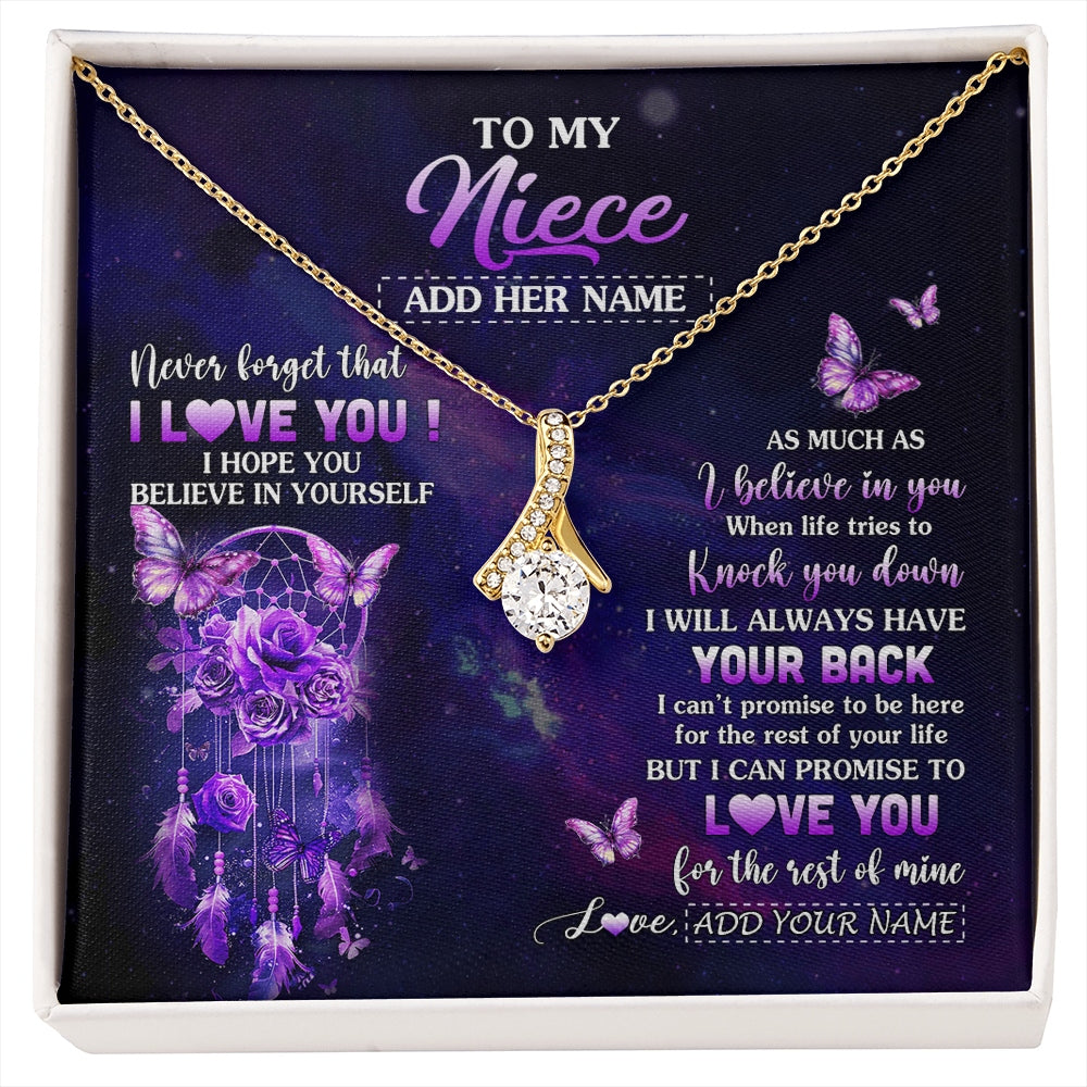 Alluring Beauty Necklace 18K Yellow Gold Finish | 1 | Personalized To My Niece Gifts Necklace From Aunt Uncle Floral Butterfly Love You Niece Birthday Gifts Graduation Christmas Custom Gift Box Message Card | https://siriusteestore.