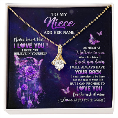 Alluring Beauty Necklace 18K Yellow Gold Finish | 1 | Personalized To My Niece Gifts Necklace From Aunt Uncle Floral Butterfly Love You Niece Birthday Gifts Graduation Christmas Custom Gift Box Message Card | https://siriusteestore.