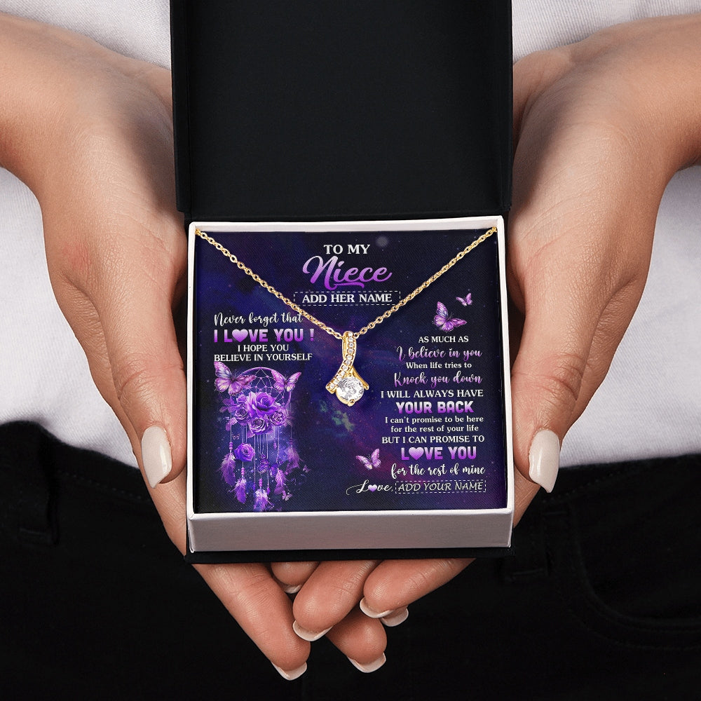 Alluring Beauty Necklace 18K Yellow Gold Finish | 2 | Personalized To My Niece Gifts Necklace From Aunt Uncle Floral Butterfly Love You Niece Birthday Gifts Graduation Christmas Custom Gift Box Message Card | https://siriusteestore.