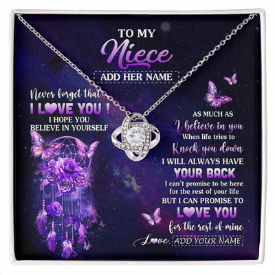 Love Knot Necklace 14K White Gold Finish | 1 | Personalized To My Niece Gifts Necklace From Aunt Uncle Floral Butterfly Love You Niece Birthday Gifts Graduation Christmas Custom Gift Box Message Card | https://siriusteestore.