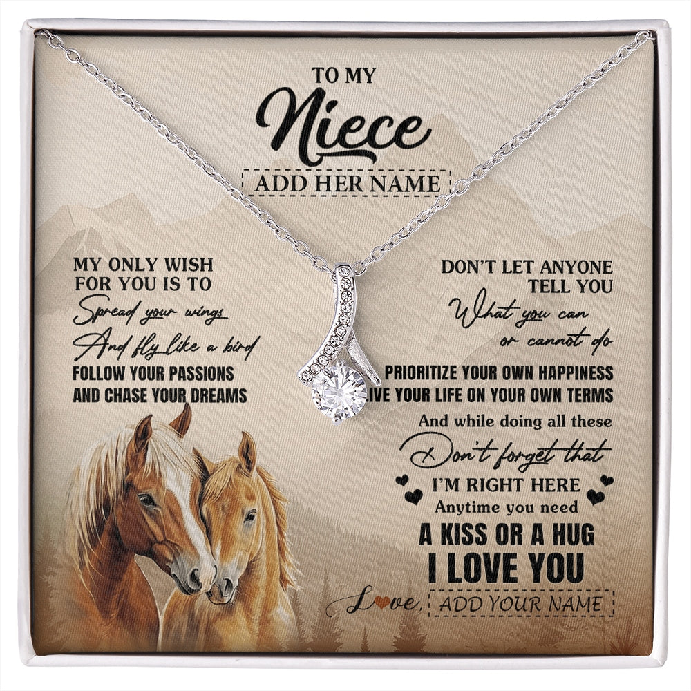 Alluring Beauty Necklace 14K White Gold Finish | 1 | Personalized To My Niece Gifts Necklace From Aunt Uncle Horse My Only Wish For You Niece Birthday Gifts Graduation Christmas Customized Gift Box Message Card | https://siriusteestore.