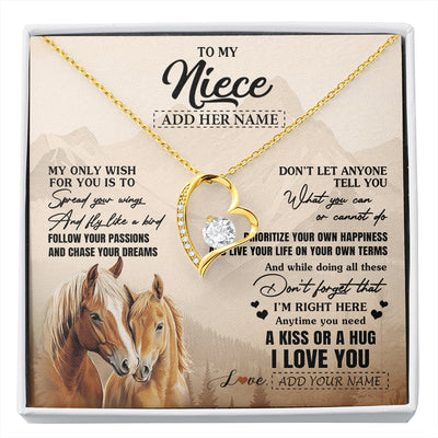 Forever Love Necklace 18K Yellow Gold Finish | 1 | Personalized To My Niece Gifts Necklace From Aunt Uncle Horse My Only Wish For You Niece Birthday Gifts Graduation Christmas Customized Gift Box Message Card | https://siriusteestore.